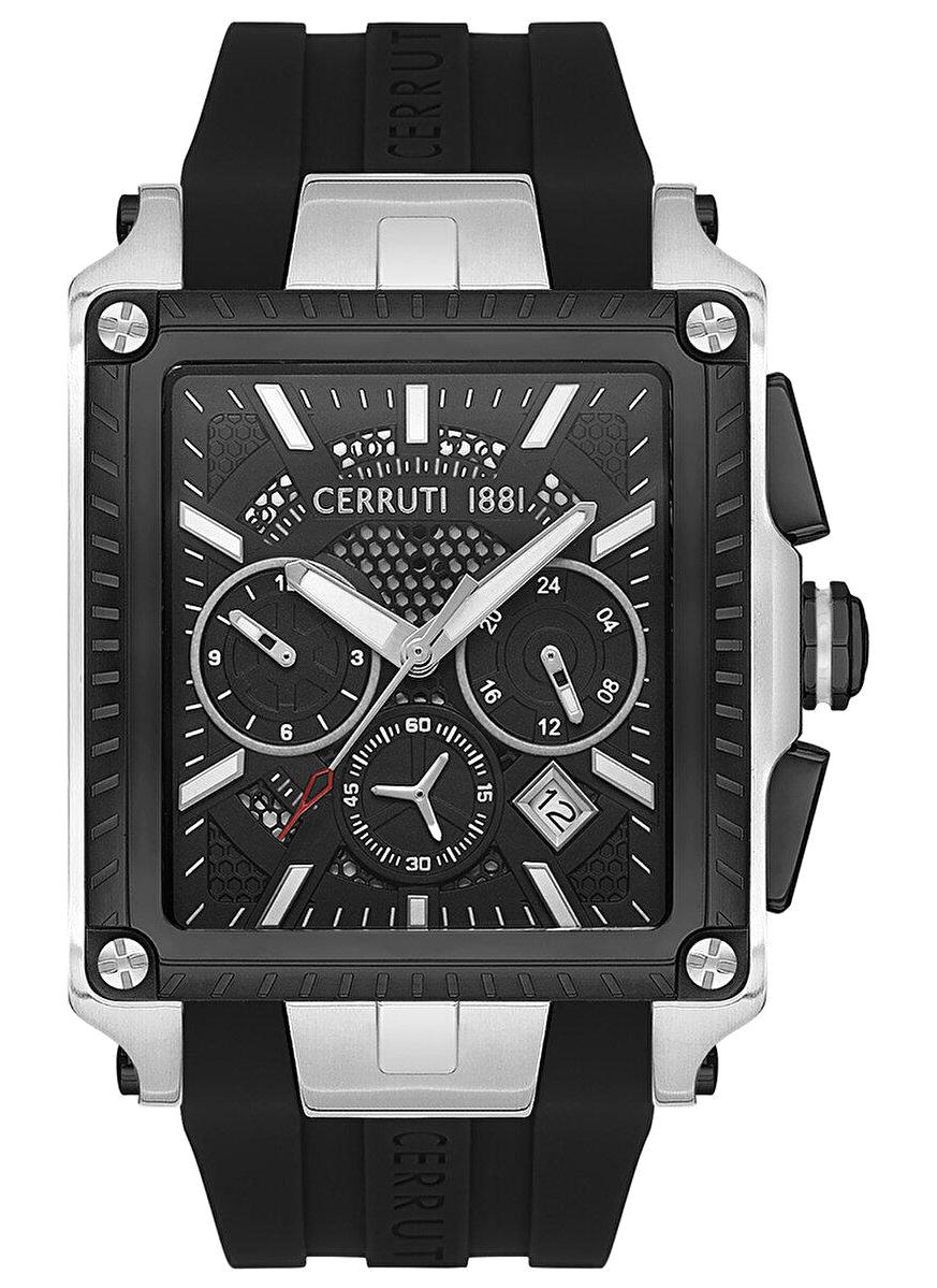 Cerruti 1881 CIWGQ0037608 Takvimli Siyah Silikon Kordon Analog Erkek Kol Saati