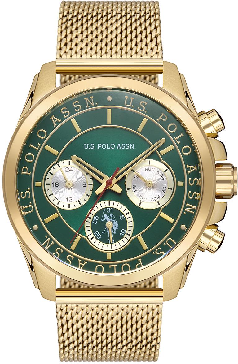 U.S. Polo Assn USPA1028-07 Takvimli 45 mm Altın Çelik Kordon Analog Erkek Kol Saati