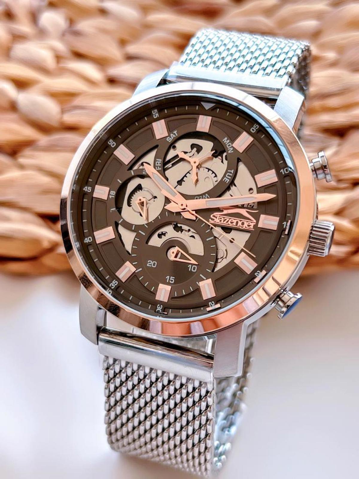 Slazenger SL.1.377 Su Geçirmez Takvimli 48 mm Çelik Kordon Analog Erkek Kol Saati