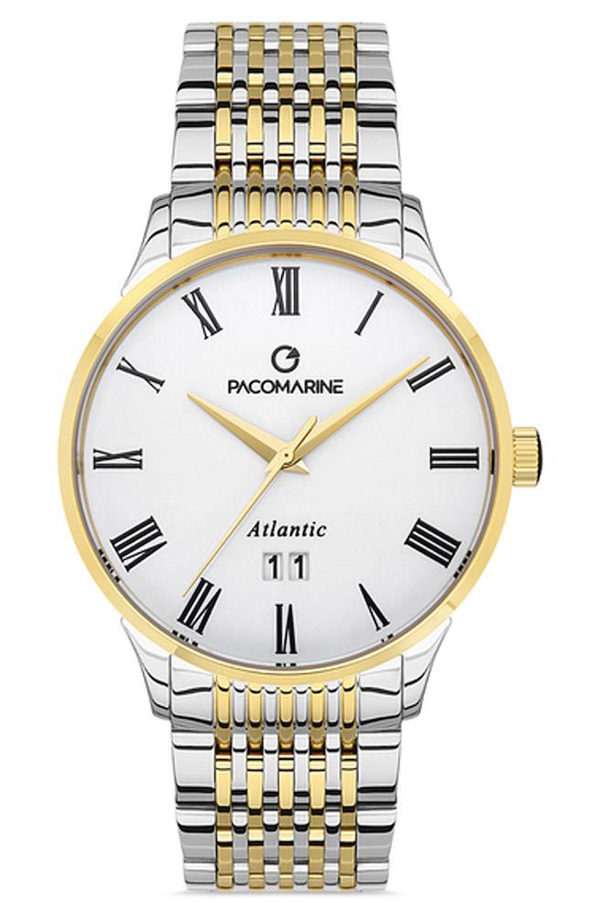 Pacomarine PM.28007.03 Takvimli 41 mm Altın-Çelik Kordon Analog Erkek Kol Saati