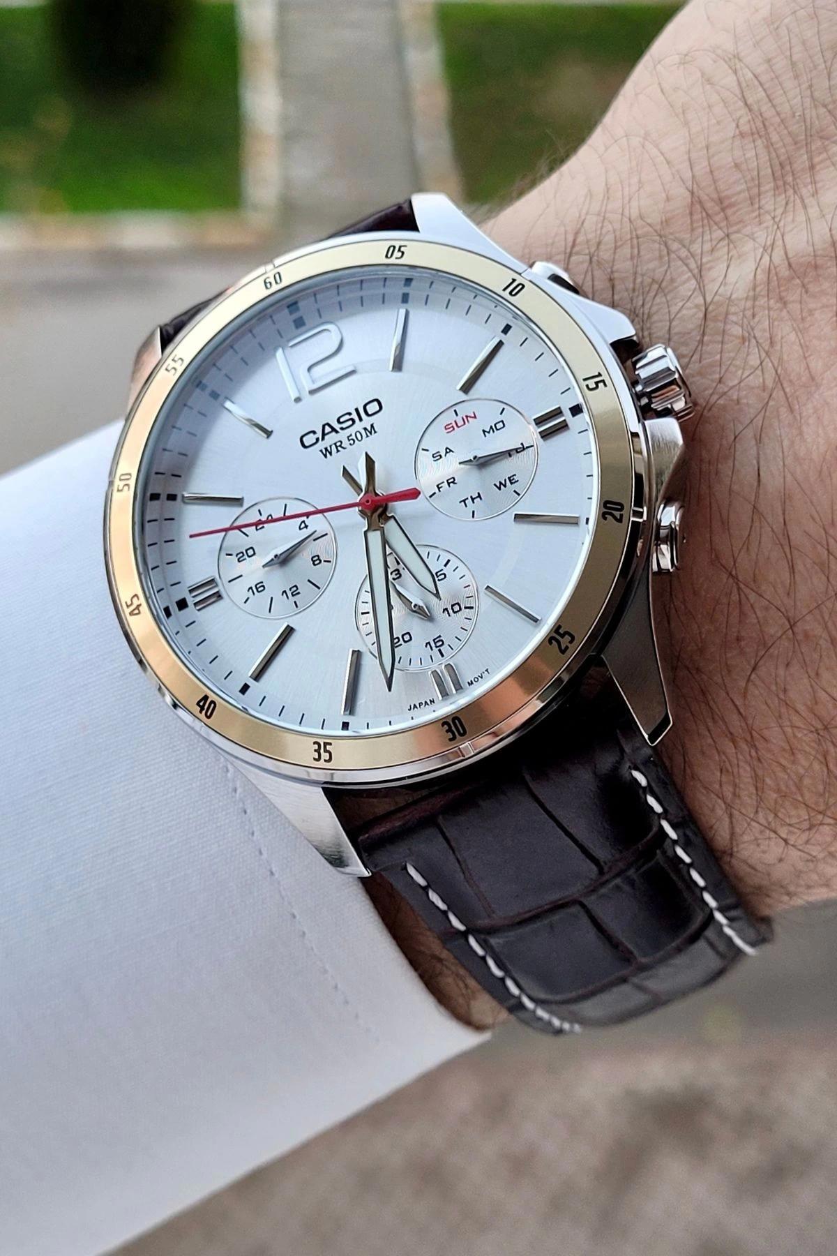 Casio CSISTE1 Takvimli 45 mm Siyah Deri Kordon Analog Erkek Kol Saati