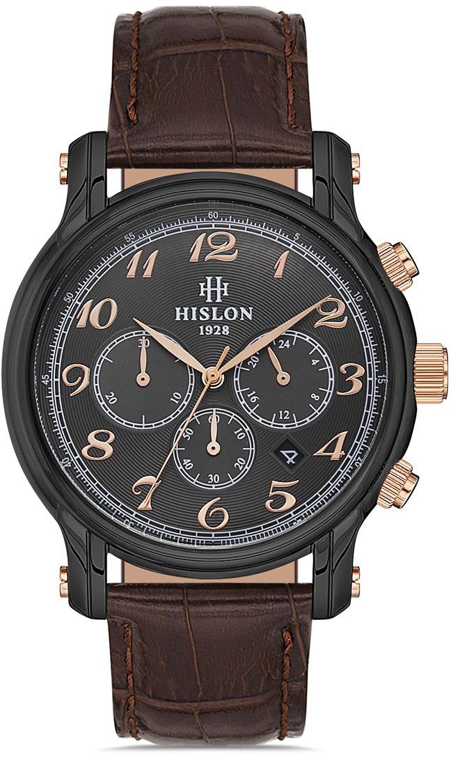 Hislon MS106N-05KR Pusulalı Takvimli 45 mm Kahverengi Deri Kordon Analog Erkek Kol Saati
