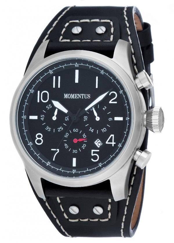 Momentus FS243S-04BB Takvimli 44 mm Siyah Deri Kordon Analog Kol Saati