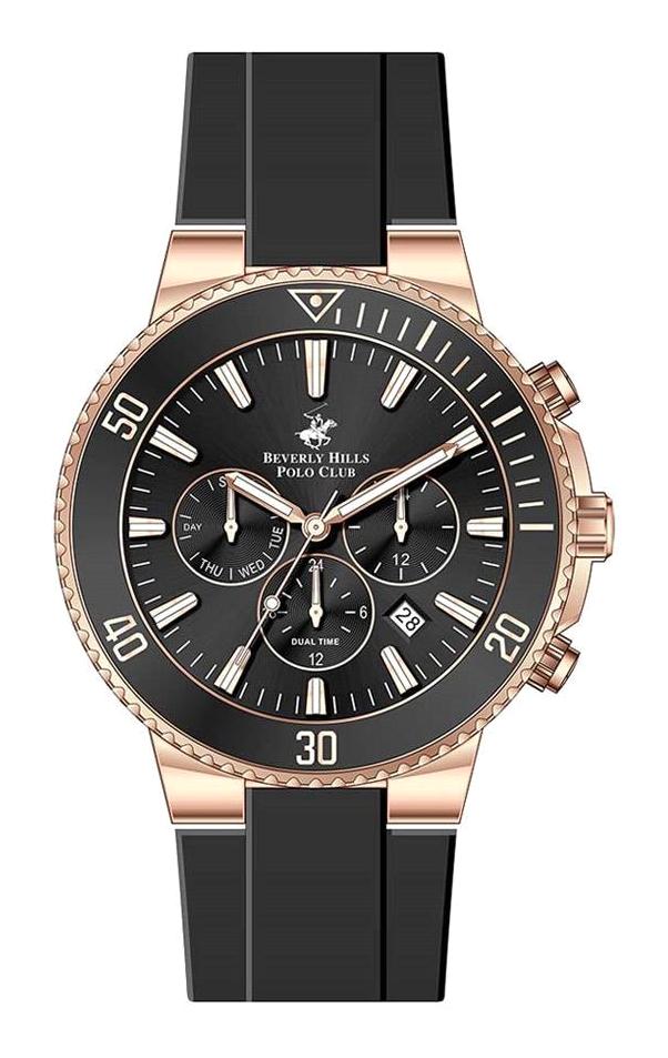 Beverly Hills Polo Club BP3248 Takvimli 45 mm Siyah Silikon Kordon Analog Erkek Kol Saati