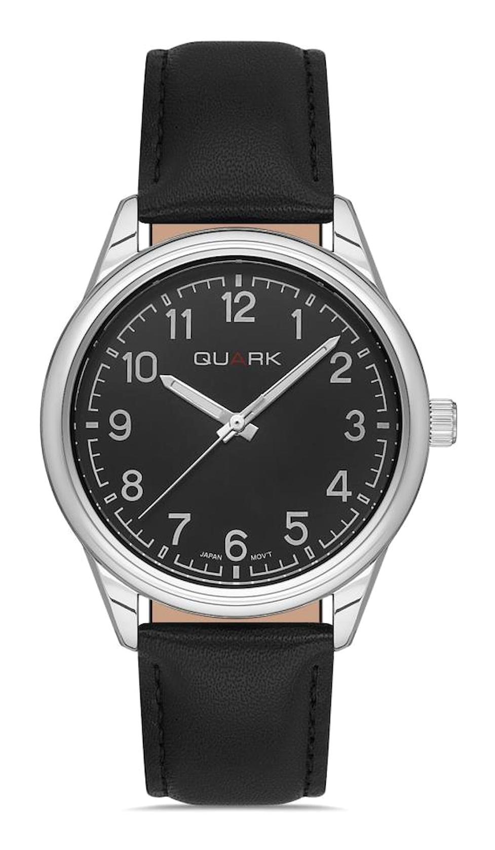 Quark QM-V005L-1B4 Takvimli 40 mm Siyah Deri Kordon Analog Erkek Kol Saati