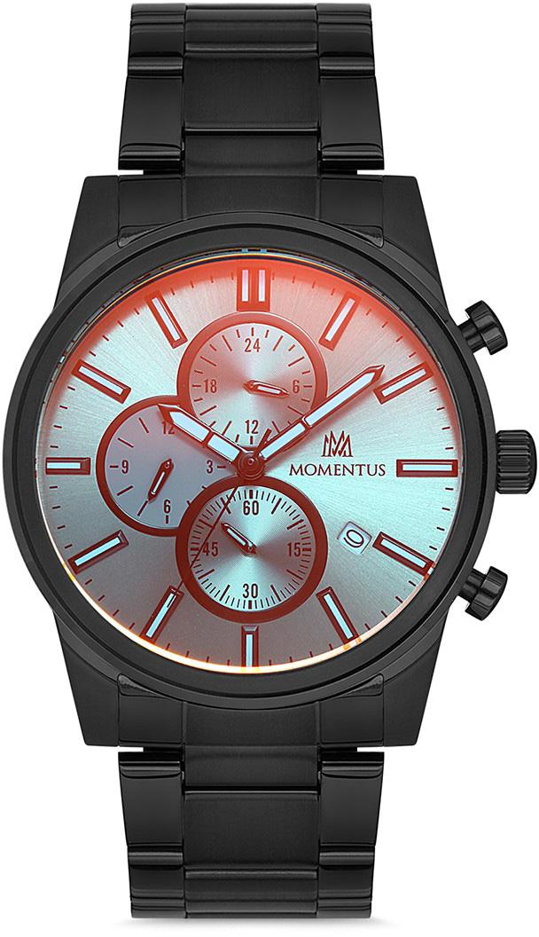 Momentus SC238B-03SX Takvimli 44 mm Siyah Çelik Kordon Analog Kol Saati