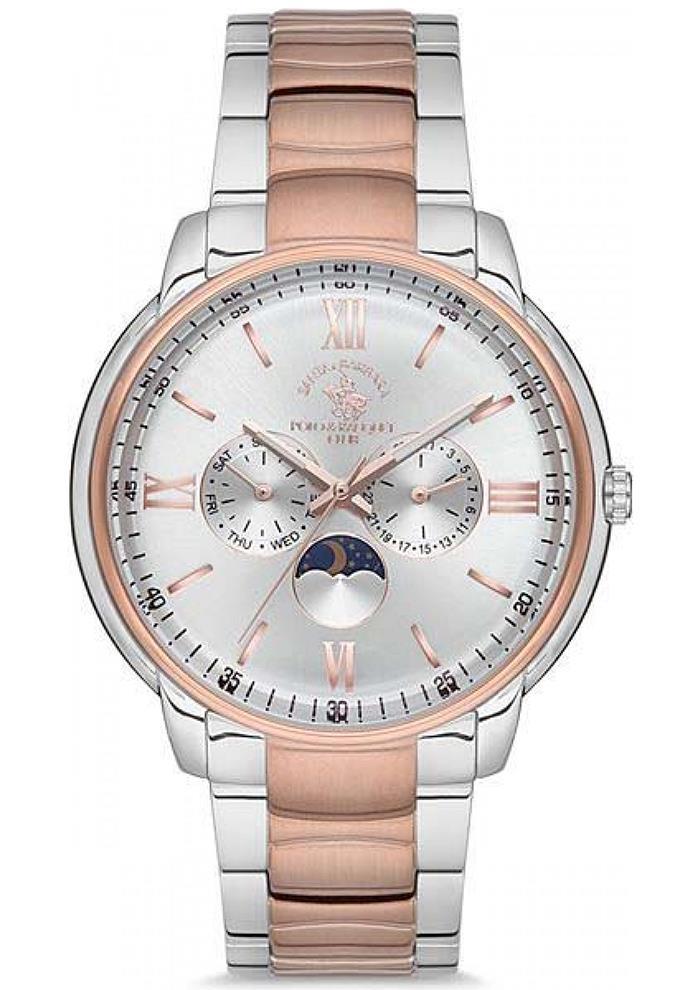 Santa Barbara Polo & Racquet Club SB.1.10100.5 Takvimli Gri-Rose Gold Çelik Kordon Analog Erkek Kol Saati
