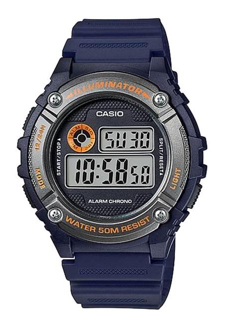Casio W-216H-2BVDF Takvimli 43 mm Lacivert Silikon Kordon Dijital Erkek Kol Saati