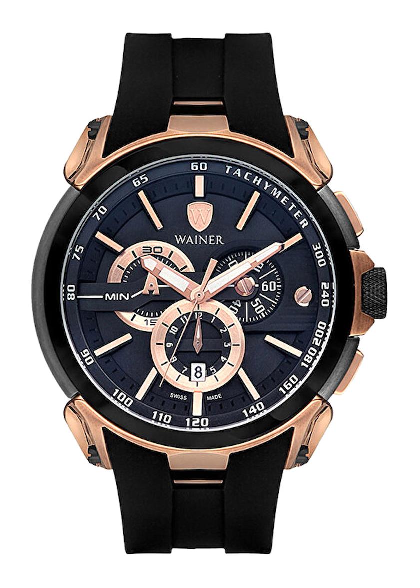 Wainer WA.16910-A Pusulalı Takvimli 48 mm Siyah Silikon Kordon Analog Erkek Kol Saati