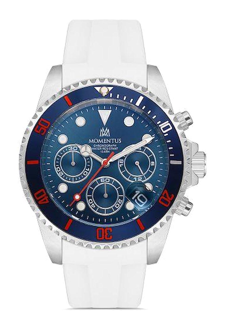 Momentus SM361T-11SW Takvimli 44 mm Beyaz Silikon Kordon Analog Erkek Kol Saati
