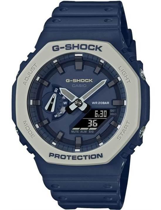 Casio GA-2110ET-2ADR Takvimli 45 mm Lacivert Silikon Kordon Analog Erkek Kol Saati