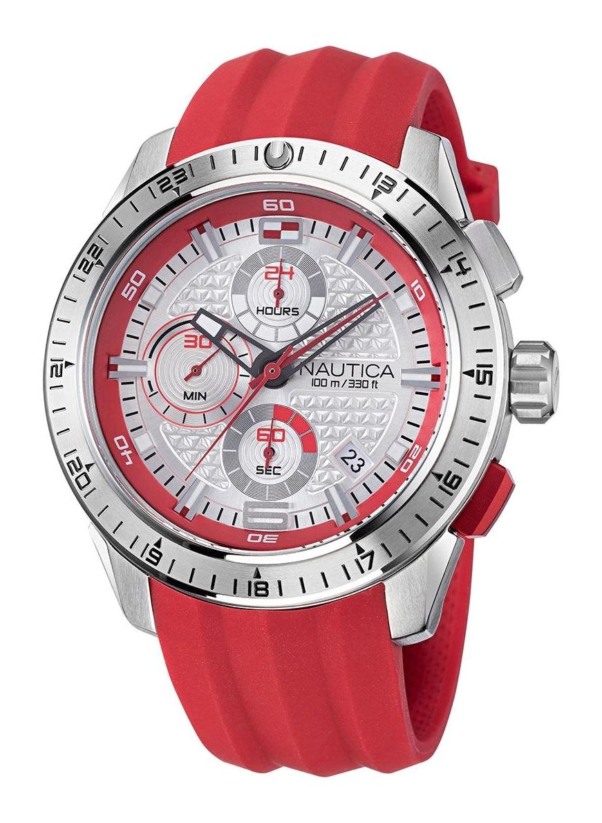 Nautica NAPNSF111 Takvimli 46-50 mm Kırmızı Silikon Kordon Analog Erkek Kol Saati