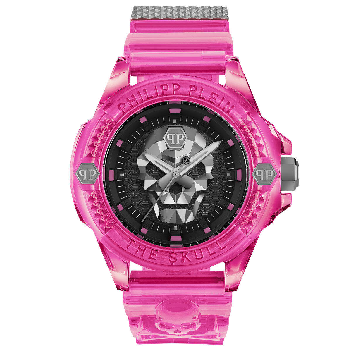 Philipp Plein PWWAA0624 44 mm Pembe Silikon Kordon Analog Erkek Kol Saati