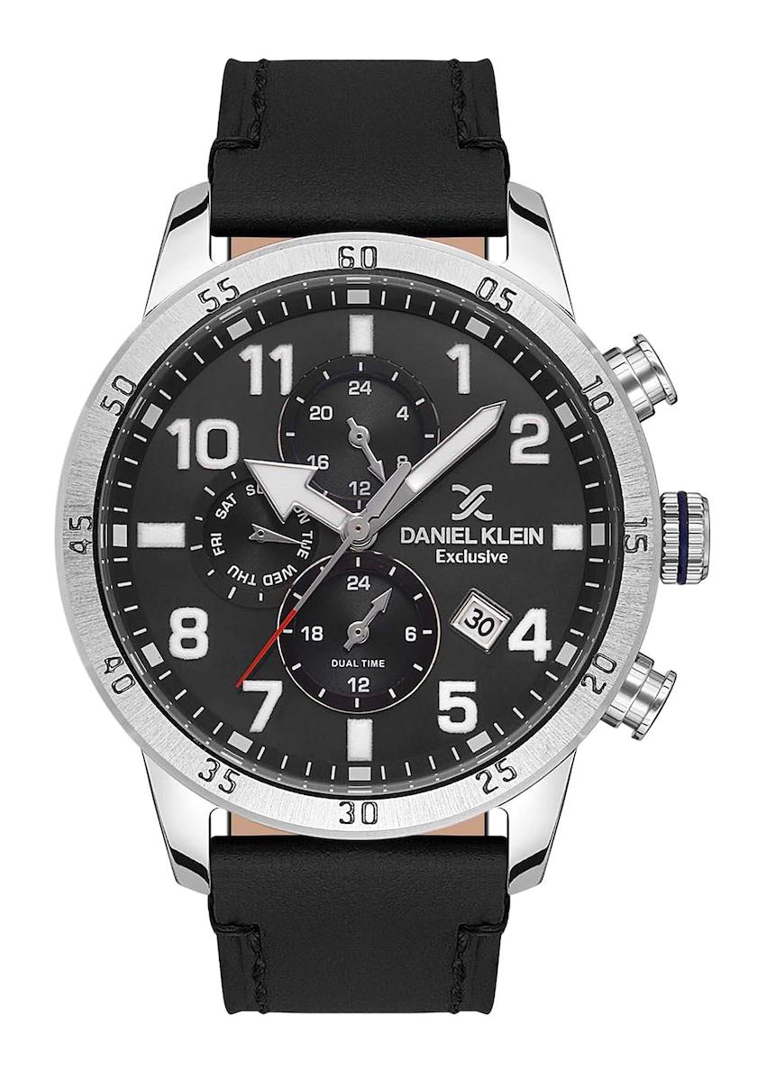 Daniel Klein DK.1.13539.1 Takvimli Siyah Deri Kordon Analog Erkek Kol Saati
