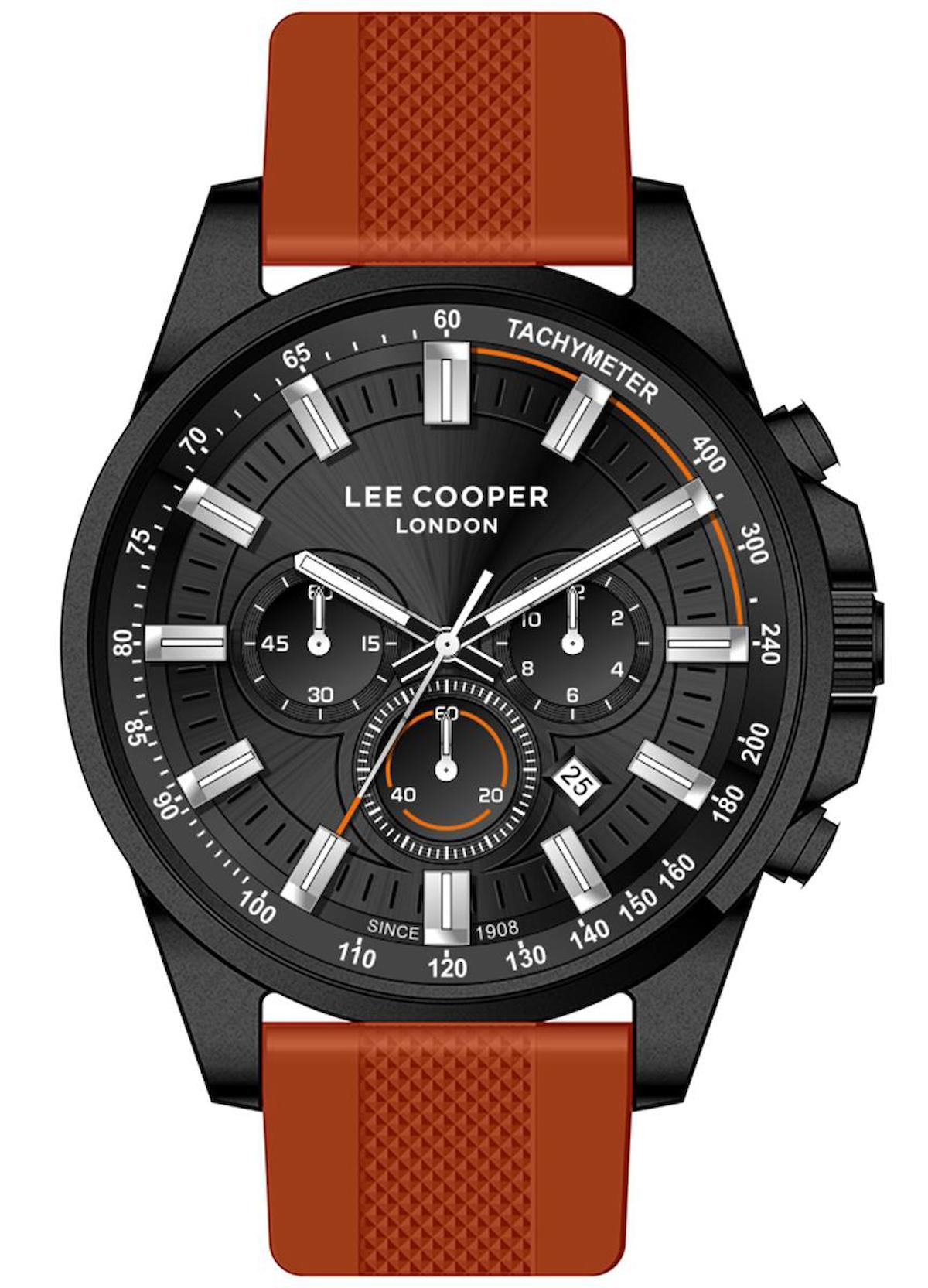 Lee Cooper LC07635.657-NM Takvimli Kırmızı Silikon Kordon Analog Erkek Kol Saati