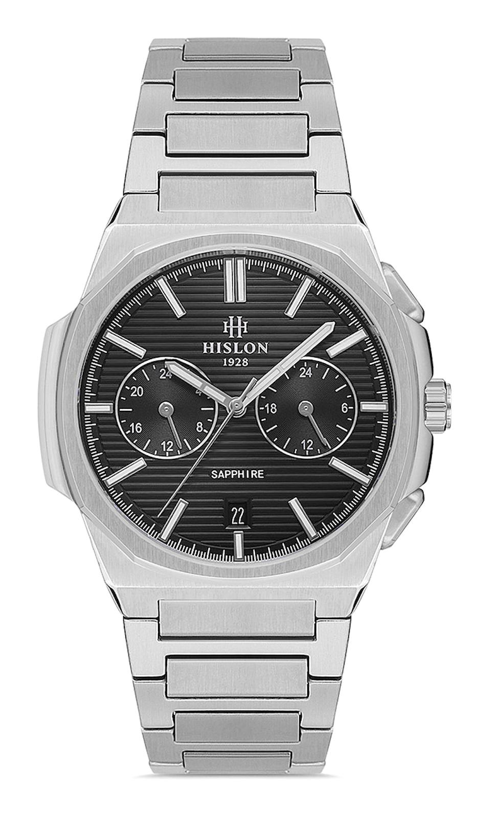 Hislon DT127S-04SS Pusulalı Takvimli 40 mm Çelik Kordon Analog Erkek Kol Saati