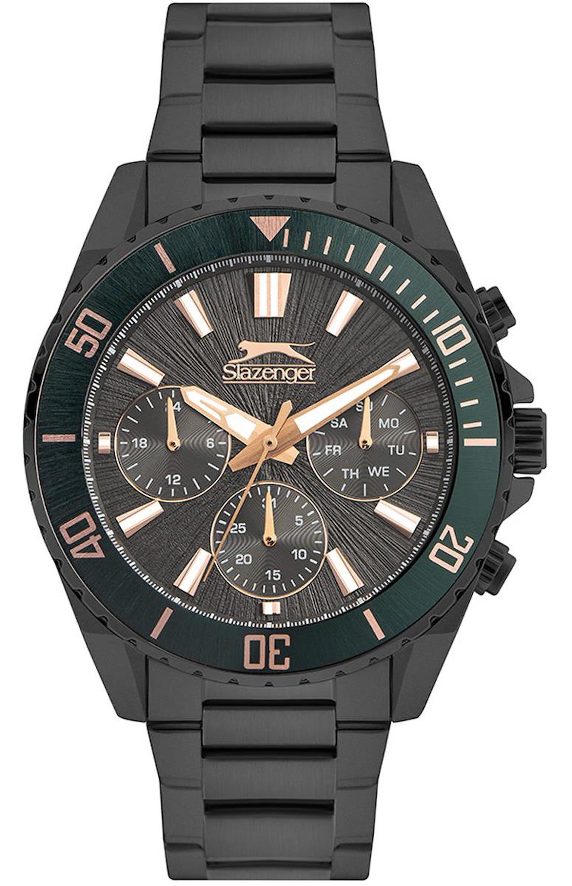 Slazenger SL.09.2273.2.03 Takvimli 44 mm Füme Çelik Kordon Analog Erkek Kol Saati