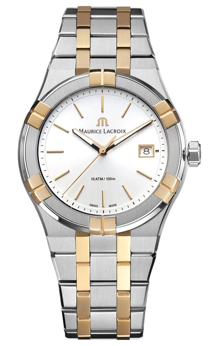 Maurice Lacroix AI1108PVP02130-1 Takvimli 40 mm Altın-Çelik Kordon Analog Erkek Kol Saati