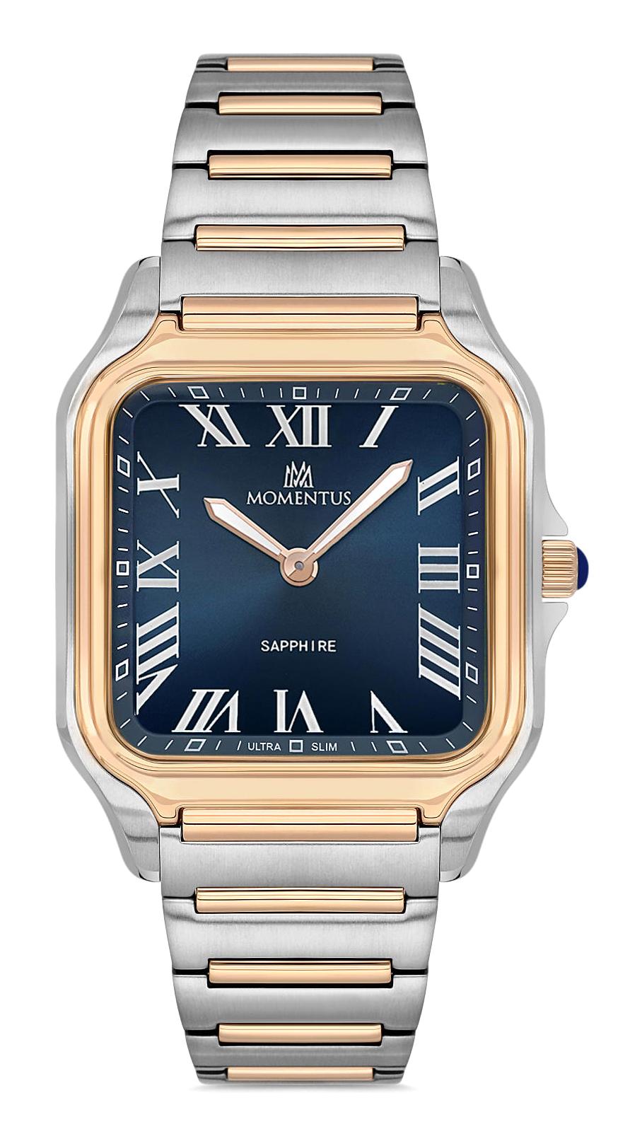Momentus EM348T-11SR Takvimli 38 mm Altın-Çelik Kordon Analog Erkek Kol Saati