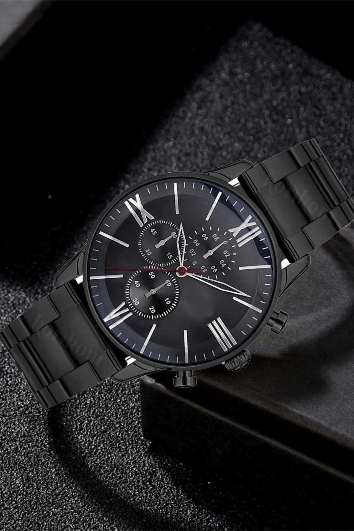 Korikom STC11991 Takvimli 45 mm Metal Kordon Analog Erkek Kol Saati