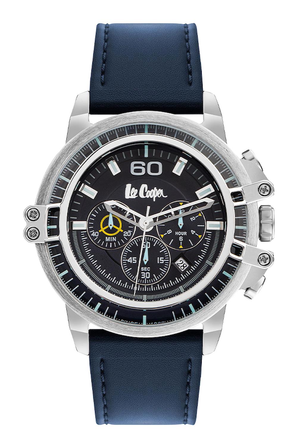 Lee Cooper LC07860.399 Takvimli Lacivert Deri Kordon Analog Erkek Kol Saati