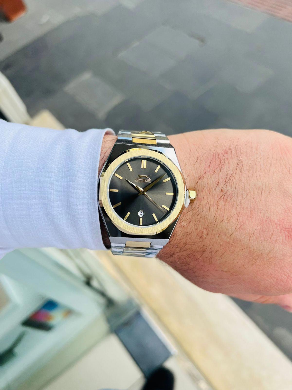 Slazenger SL.09.2144.1.03 Takvimli 44 mm Altın-Çelik Kordon Analog Erkek Kol Saati