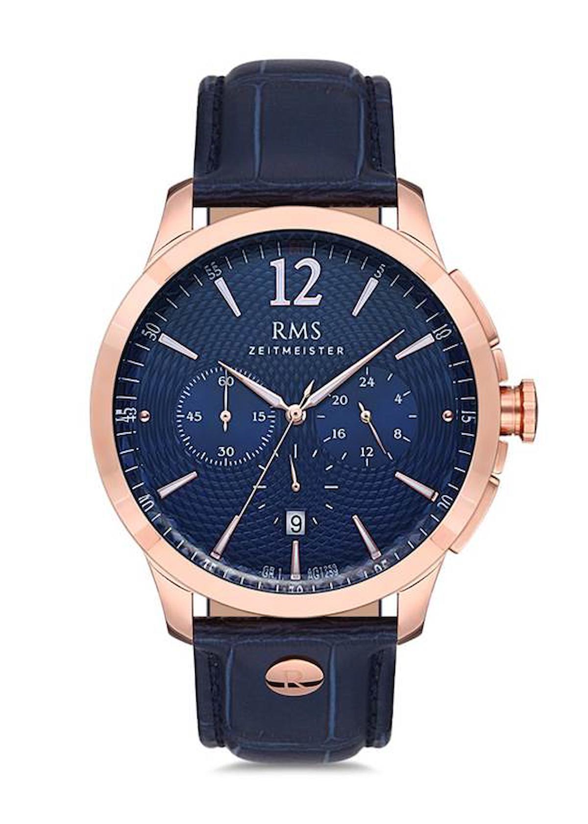 Romanson GR.1.AG1259.04 Takvimli 45 mm Lacivert Deri Kordon Analog Erkek Kol Saati
