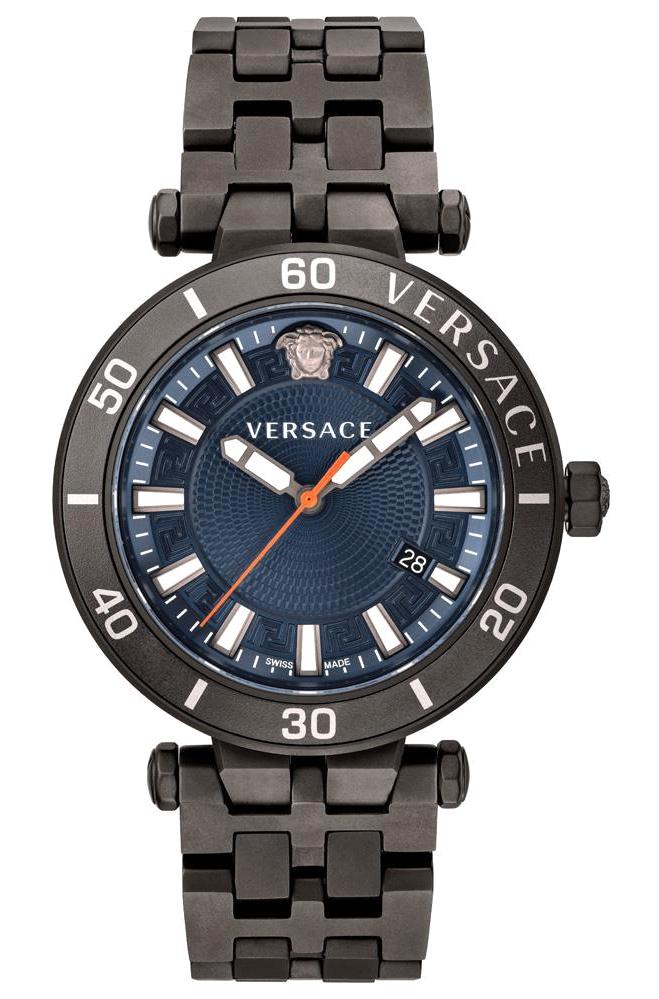 Versace VRSCVEZ300621 Takvimli 43 mm Füme Çelik Kordon Analog Erkek Kol Saati