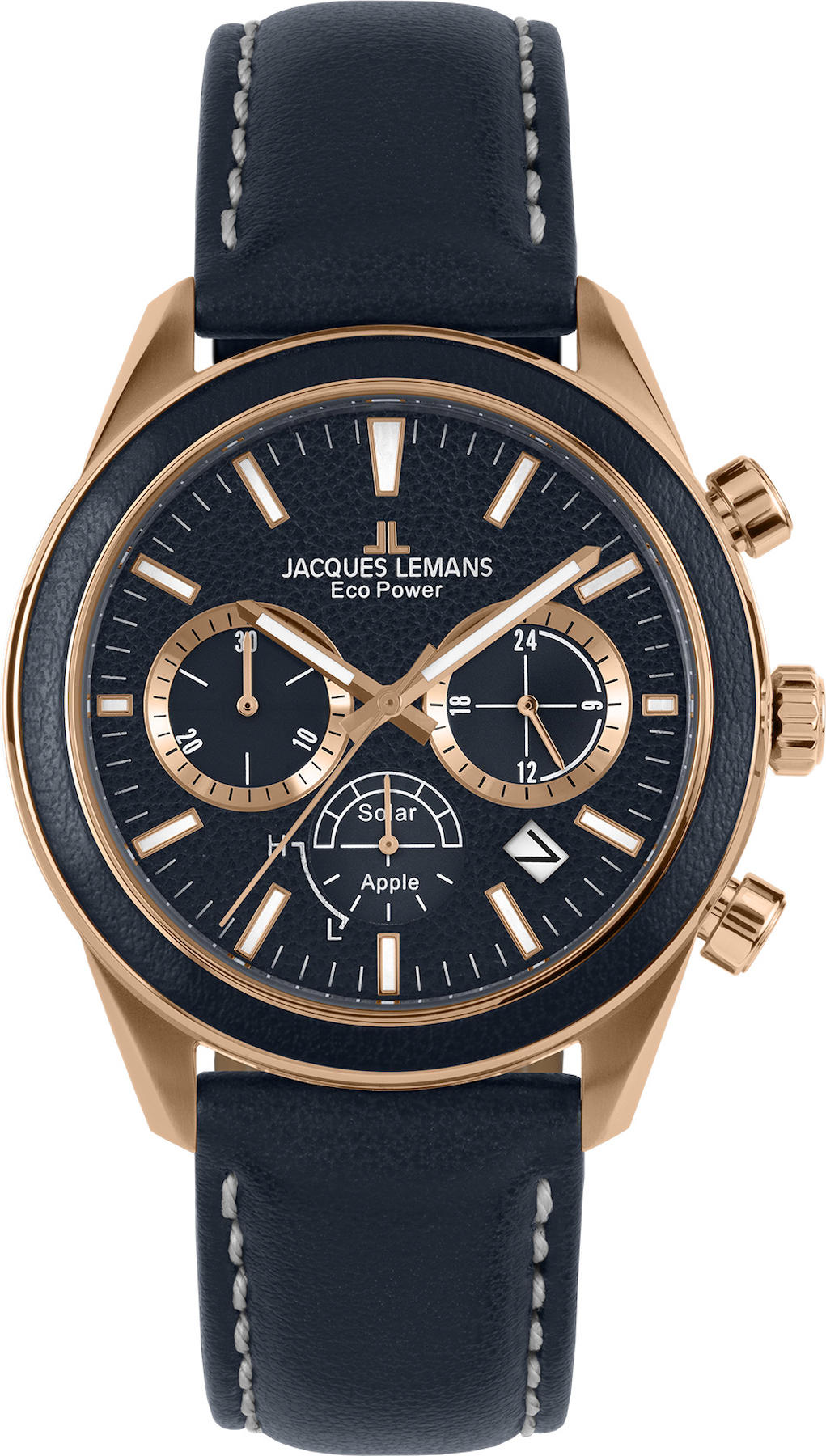 Jacques Lemans 1-2115E Pusulalı Takvimli 44 mm Lacivert Deri Kordon Analog Kol Saati