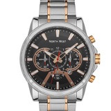 Northwest NW-2102-B Takvimli 45 mm Gri-Rose Gold Çelik Kordon Analog Erkek Kol Saati