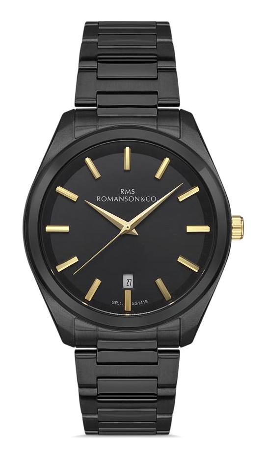 Romanson GR.1.AG1415.14 Takvimli 42 mm Siyah Çelik Kordon Analog Erkek Kol Saati
