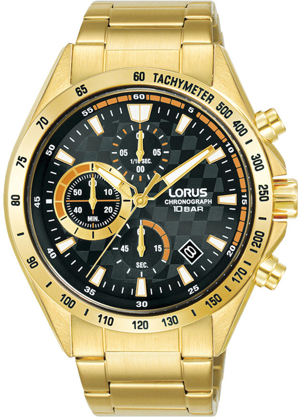 Lorus RM314JX9 Takvimli 44 mm Altın Çelik Kordon Analog Erkek Kol Saati