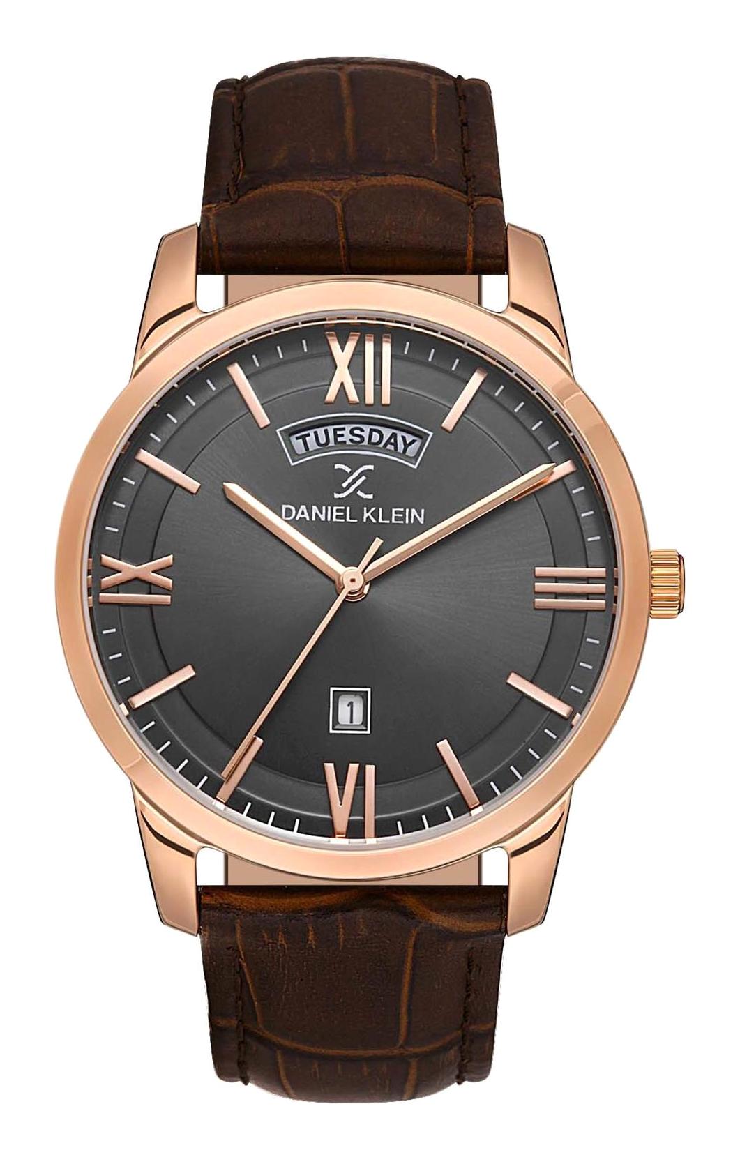 Daniel Klein DKE.1.10454.4 Takvimli 44 mm Kahverengi Deri Kordon Analog Erkek Kol Saati
