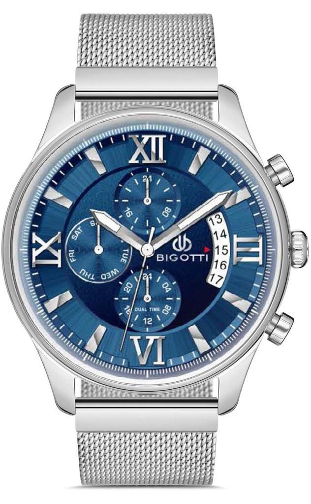 Bigotti BG.1.10202.1 Takvimli 44 mm Çelik-Hasır Kordon Analog Erkek Kol Saati