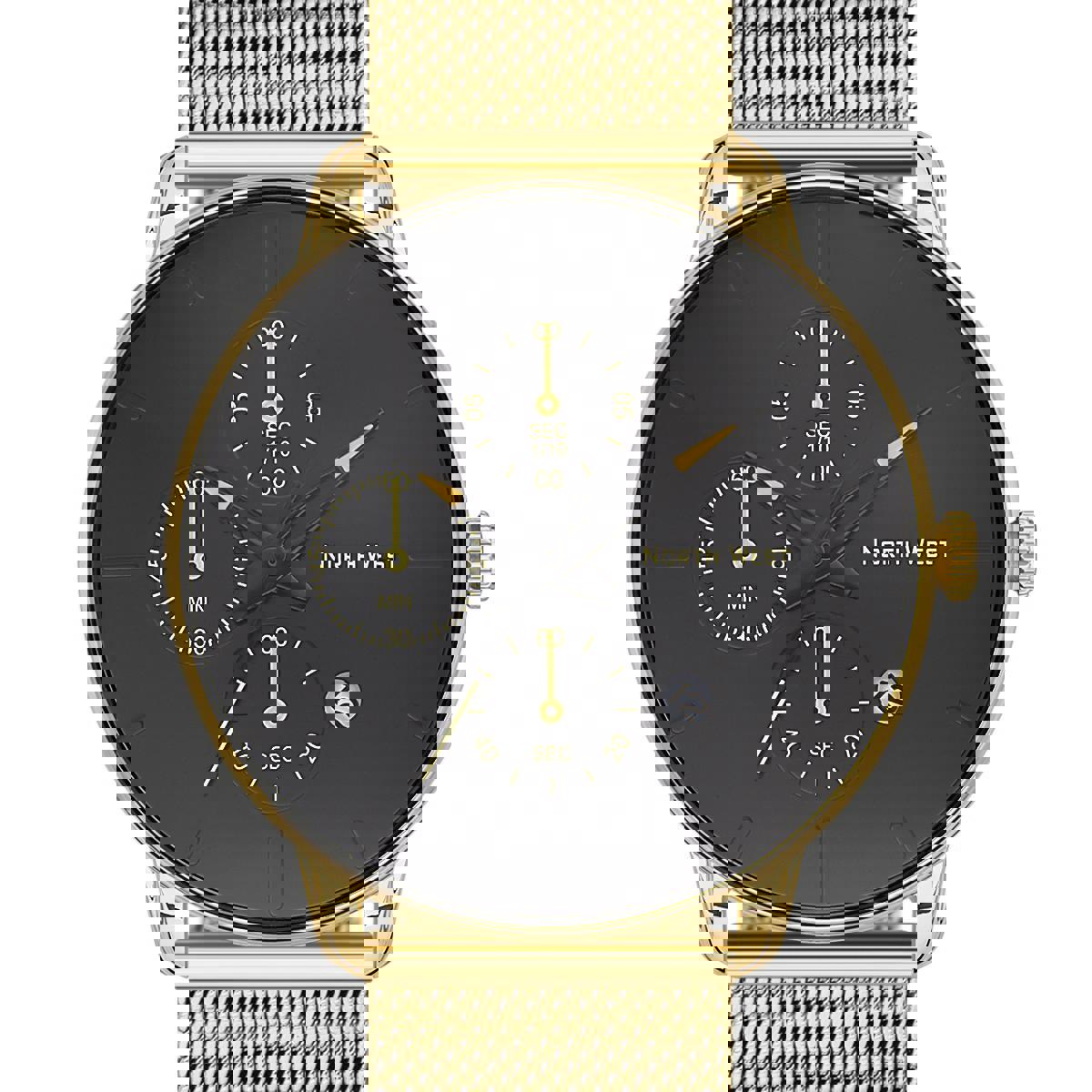 Northwest NW-2112-E Takvimli 41 mm Altın Hasır Kordon Analog Kol Saati