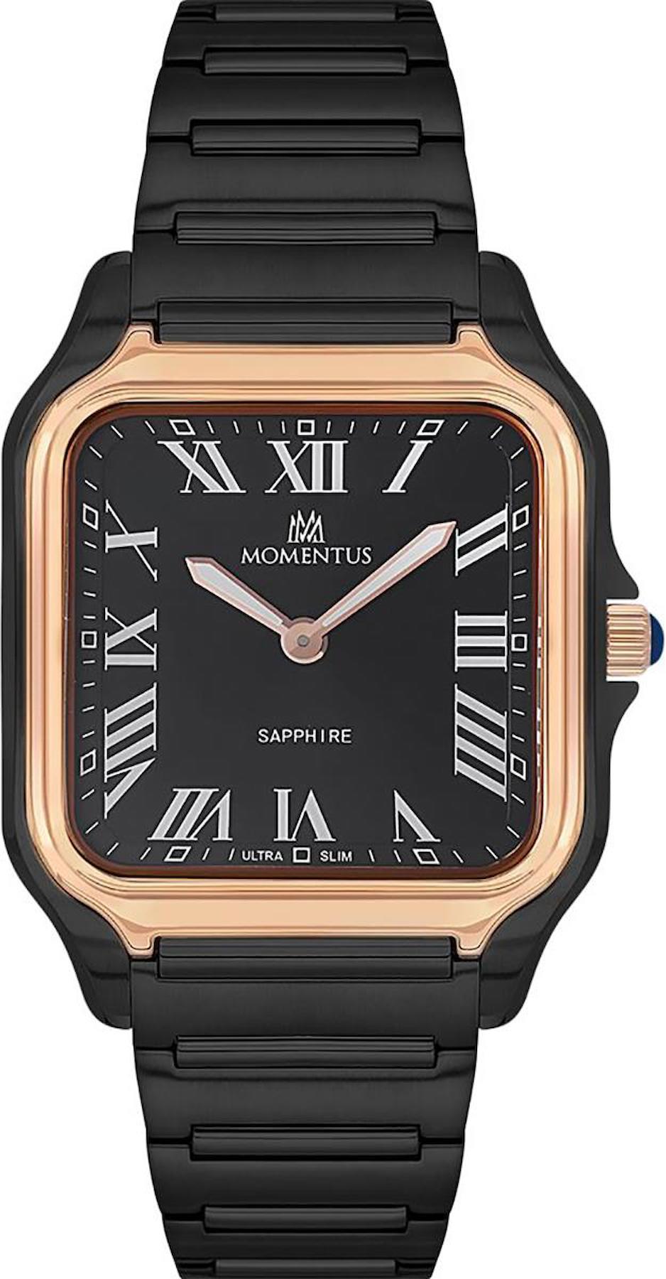 Momentus EM348B-04SR Takvimli 44 mm Siyah Çelik Kordon Analog Erkek Kol Saati