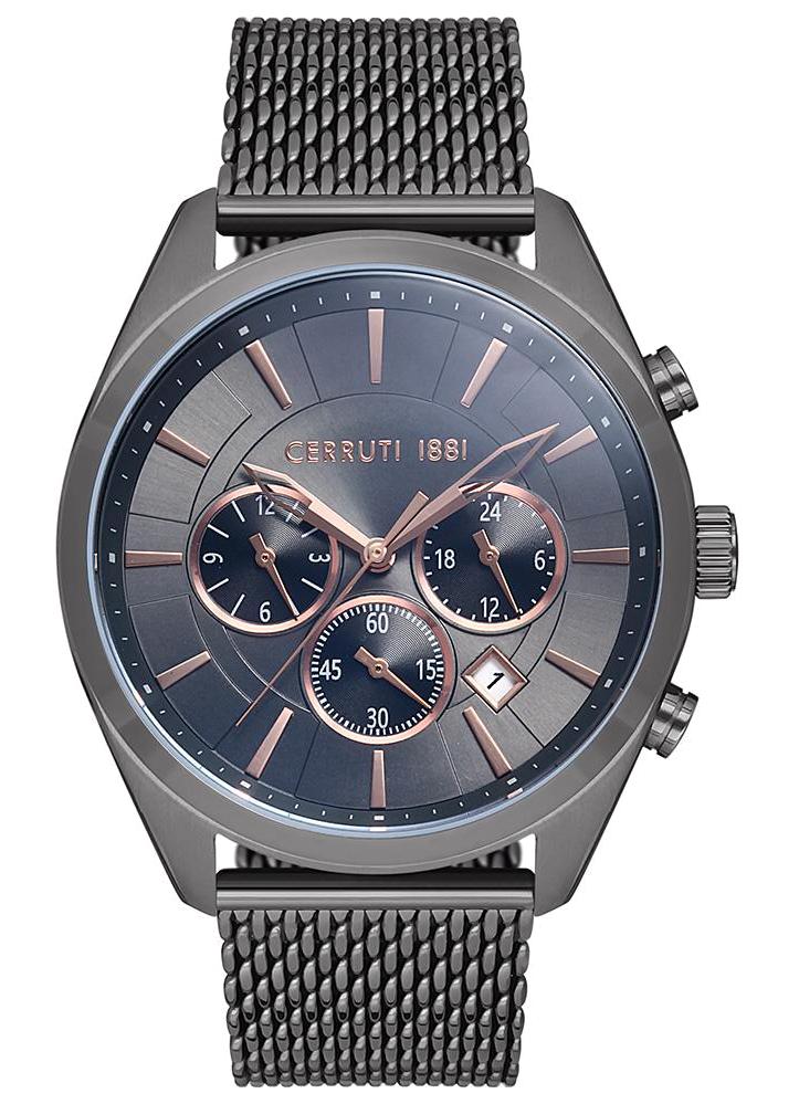 Cerruti 1881 CRA28002 Takvimli 40 mm Siyah Çelik Kordon Analog Erkek Kol Saati