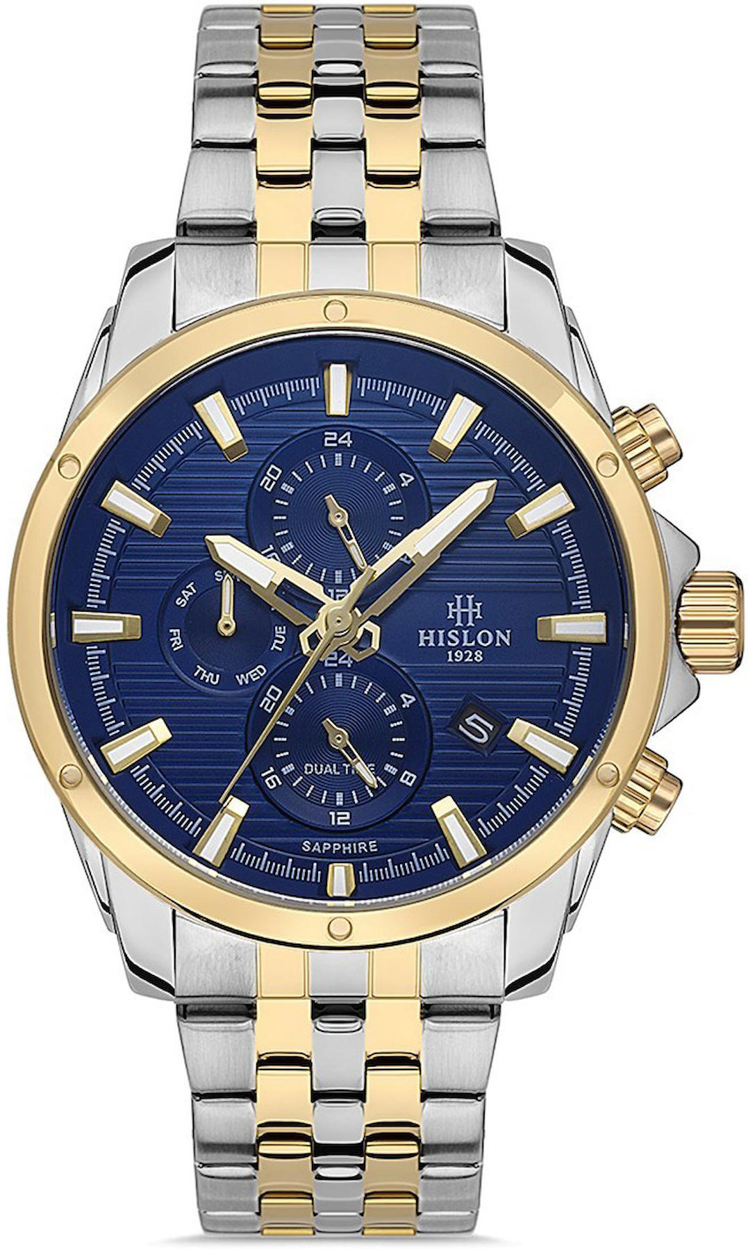 Hislon DT132T-11SG Pusulalı Takvimli 44 mm Çelik Kordon Analog Kol Saati