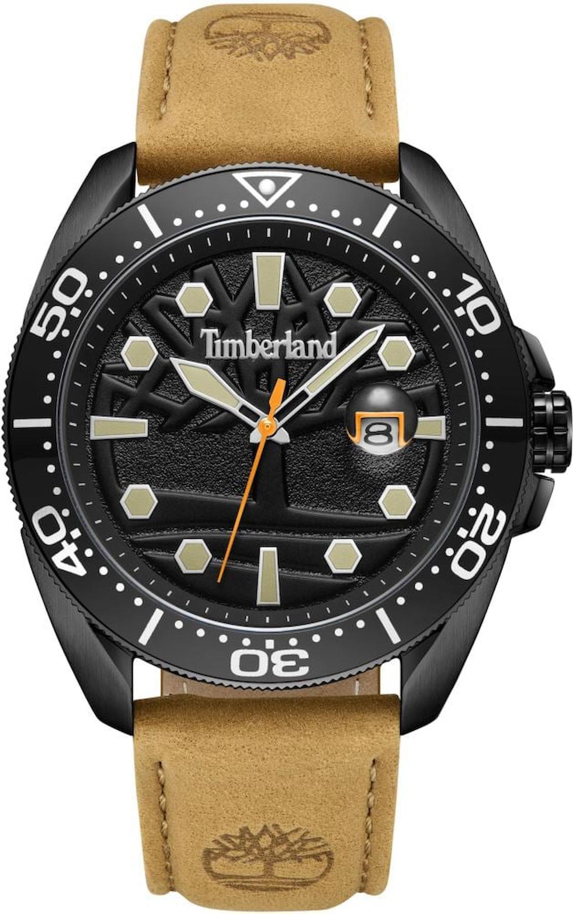 Timberland TDWGB2230601 Takvimli 44 mm Kahverengi Deri Kordon Analog Kol Saati