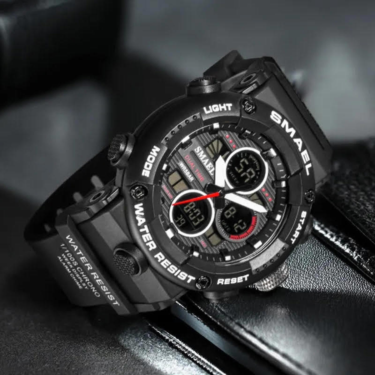 Smael 8038S Takvimli 44 mm Siyah Silikon Kordon Analog Erkek Kol Saati