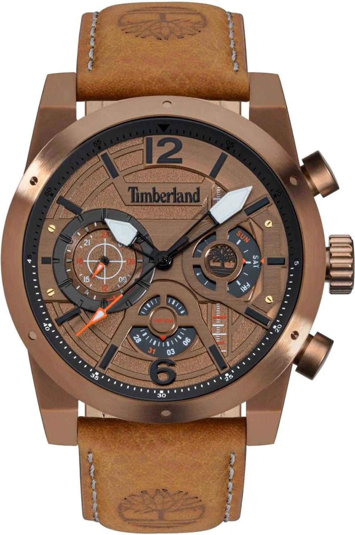 Timberland TDWGF2100002 Takvimli 44 mm Gri-Siyah Deri Kordon Analog Erkek Kol Saati