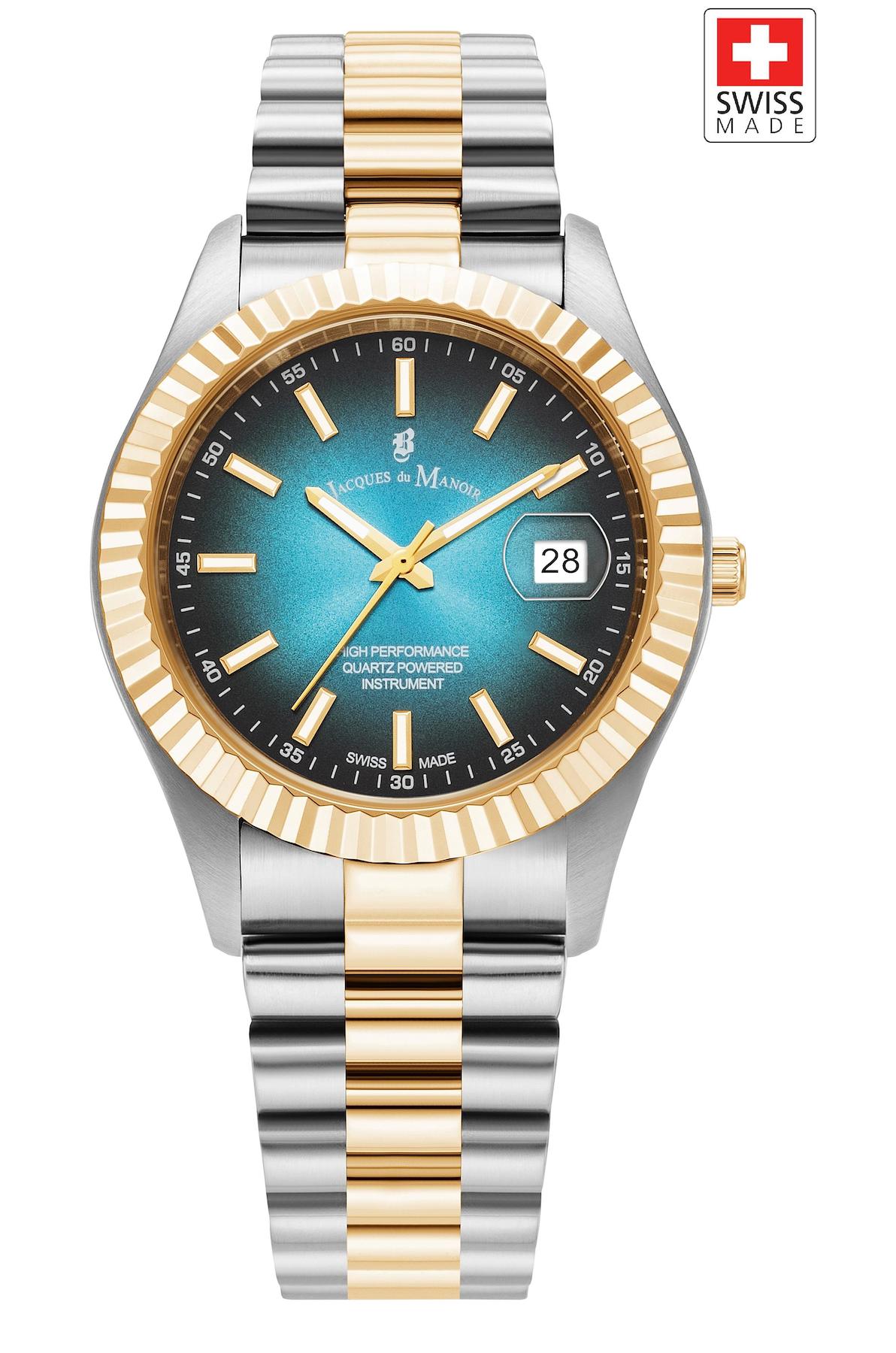 Jacques Du Manoir JWG03003 Takvimli 40 mm Altın-Çelik Kordon Analog Erkek Kol Saati