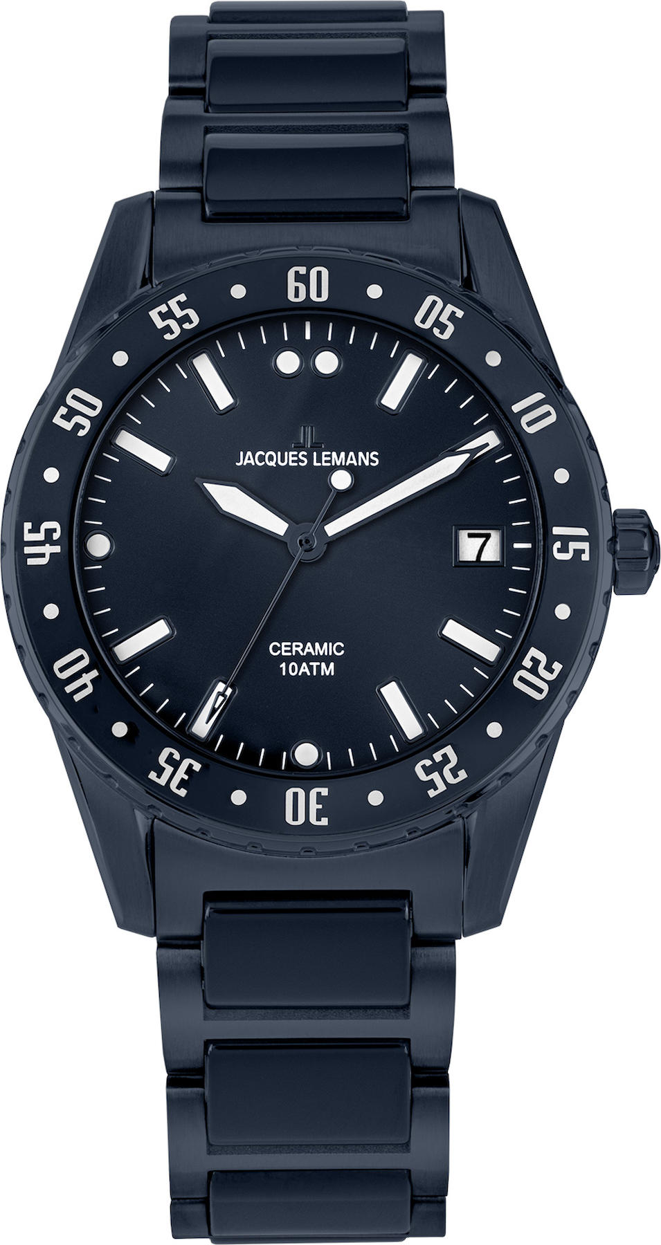 Jacques Lemans 42-10E Takvimli 42 mm Lacivert Çelik Kordon Analog Kol Saati