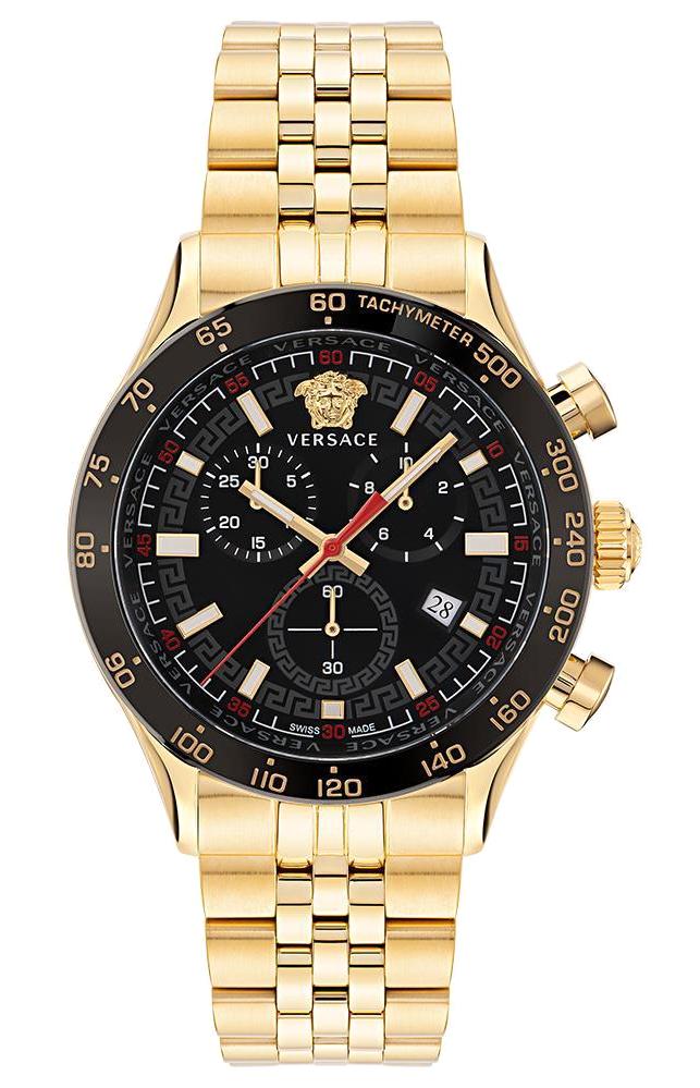 Versace VRSCVE2U00622 Takvimli 44 mm Altın Çelik Kordon Analog Kol Saati