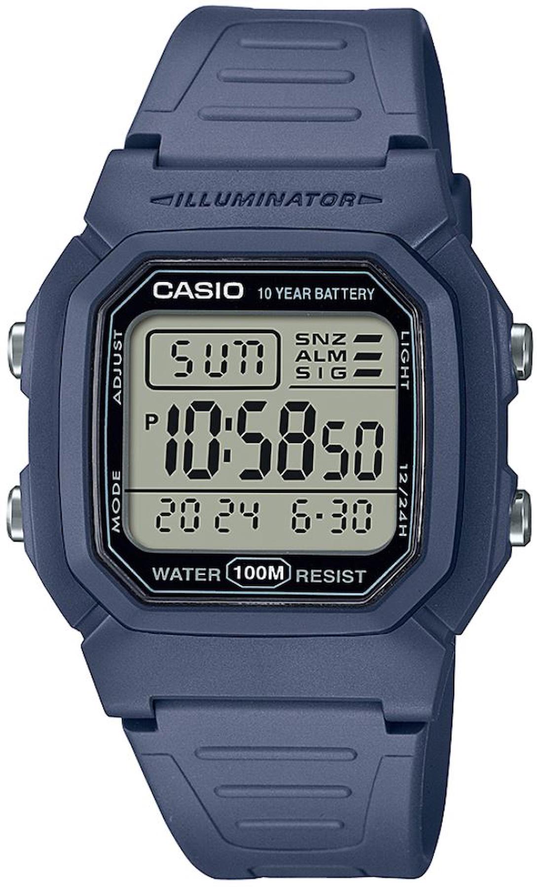 Casio W-800H-2AVDF Takvimli 37 mm Füme Plastik Kordon Dijital Erkek Kol Saati