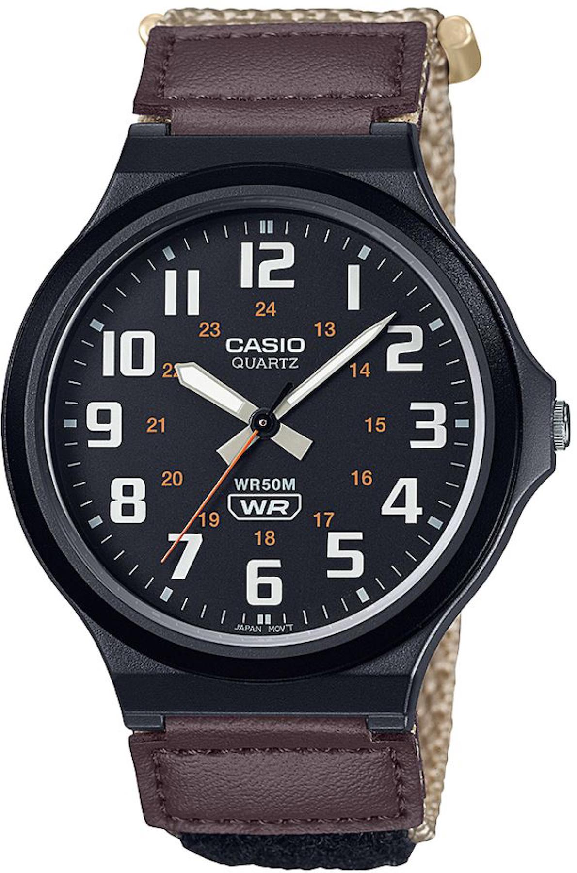 Casio MW-240B-5BVDF 43 mm Kahverengi Kumaş Kordon Analog Erkek Kol Saati