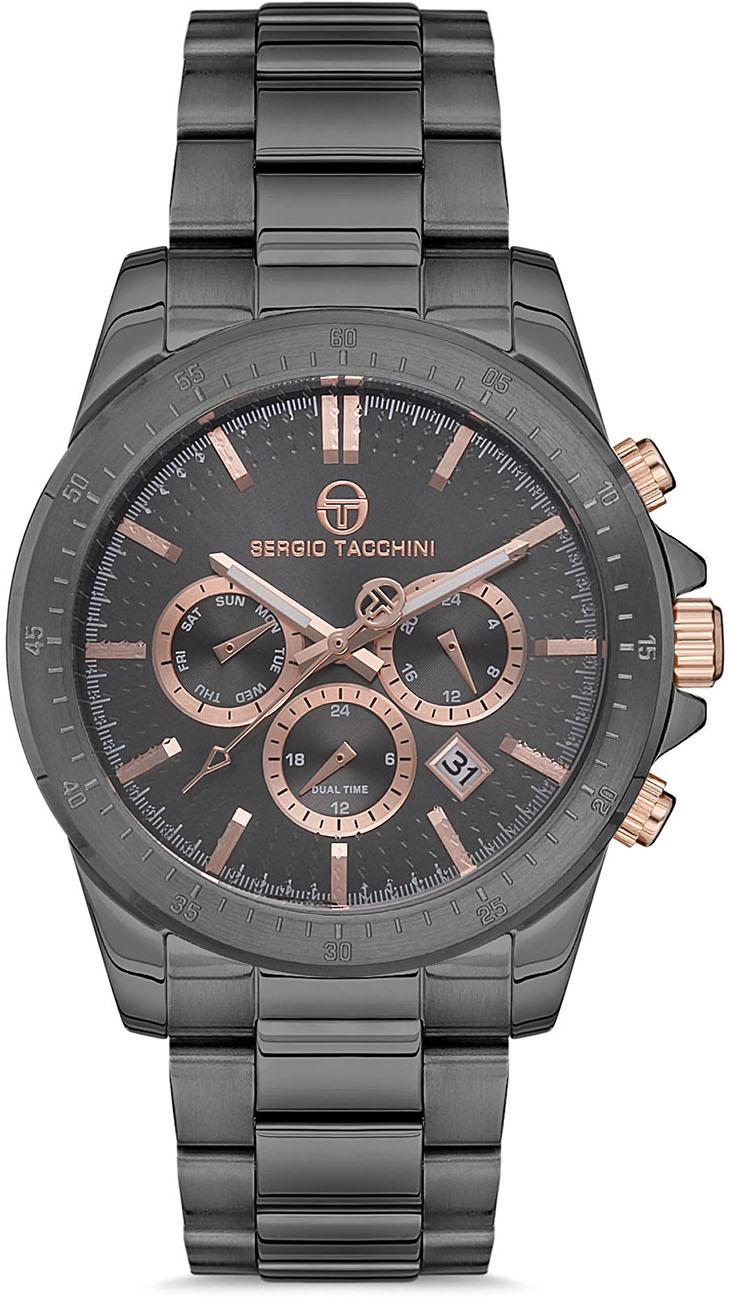 Sergio Tacchini ST.1.10087.3 Takvimli 42 mm Siyah Çelik Kordon Analog Kol Saati