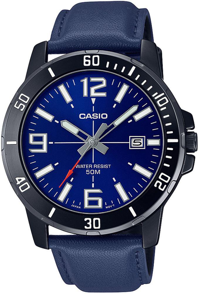 Casio MTP-VD01BL-2BVUDF Takvimli 45 mm Lacivert Deri Kordon Analog Erkek Kol Saati