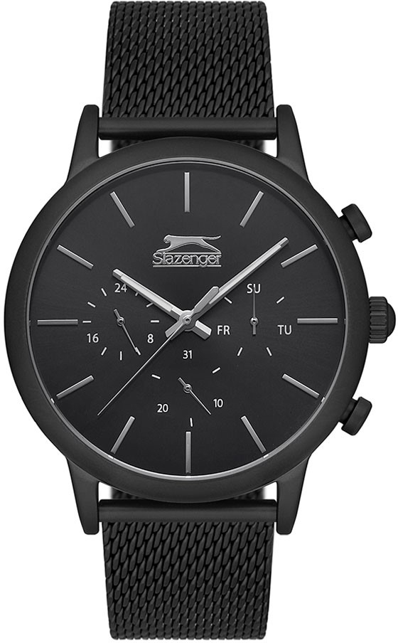 Slazenger SL.09.2029.2.01 Takvimli 45 mm Siyah Çelik Kordon Analog Erkek Kol Saati