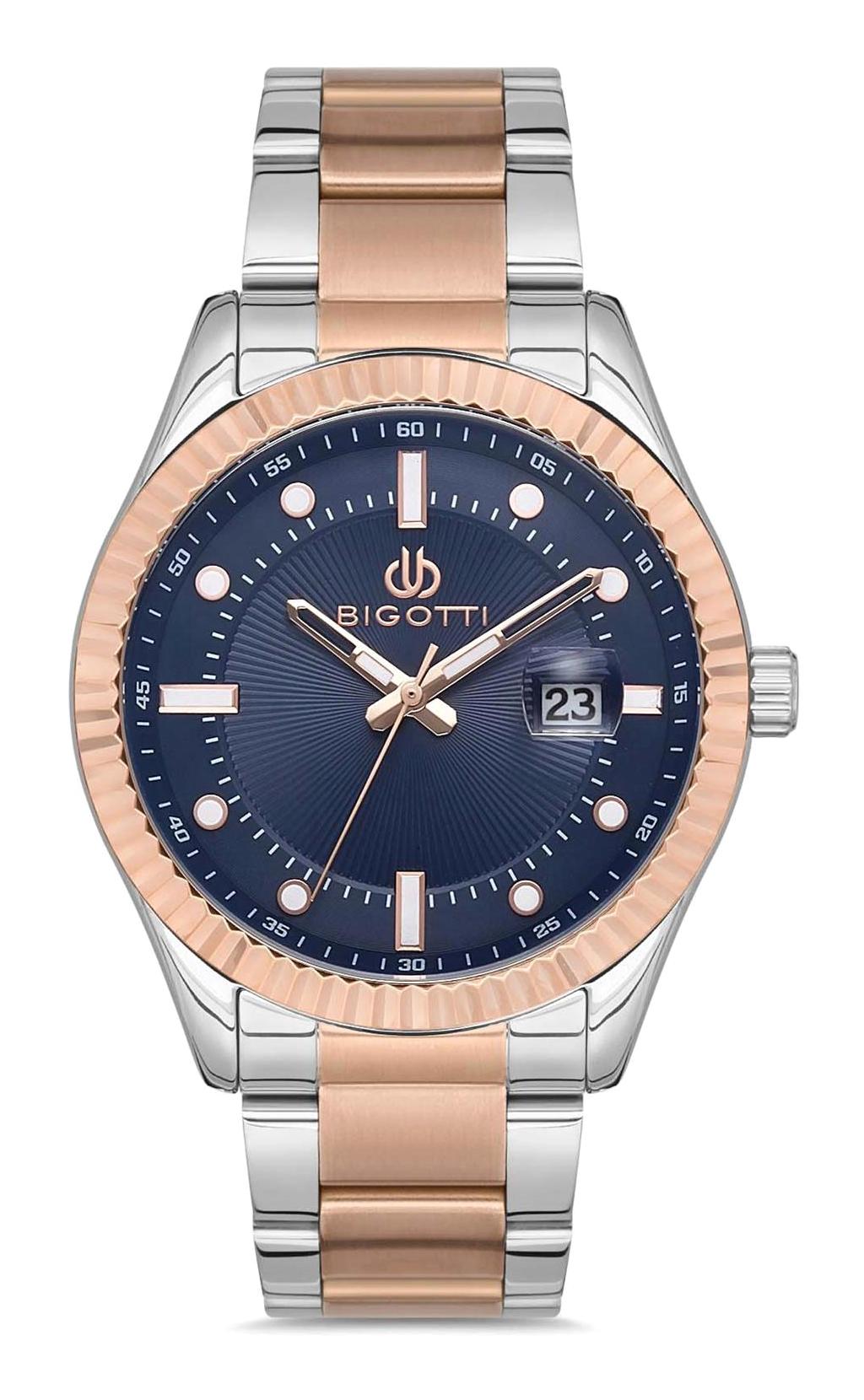 Bigotti BG.1.10276.4 Takvimli 42 mm Gri-Rose Gold Çelik Kordon Analog Erkek Kol Saati